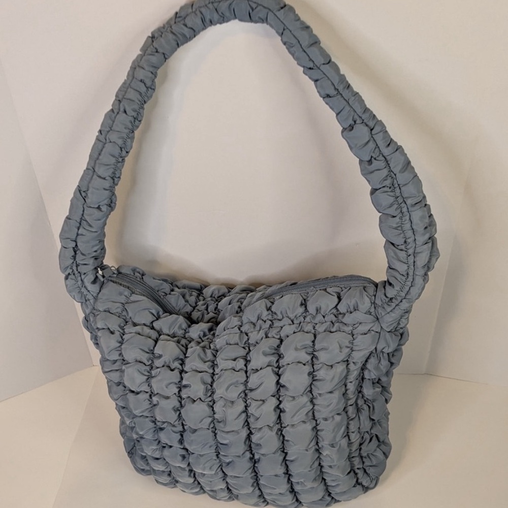 Quilted Puffy Hobo Silver Gray 
Shoulder Carryall Bag NWT - Picture 7 of 10